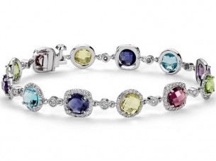 925 Silver Multi Gemstones Bracelet..