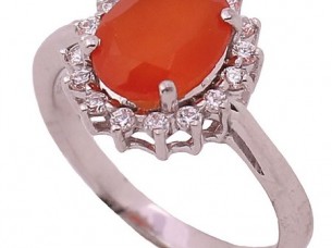Elegant Silver Carnelian Gemstone Ring..