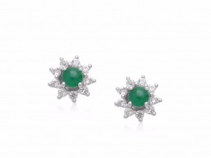 Elegant Star Designer Emerald white topaz gemstone stud ea..
