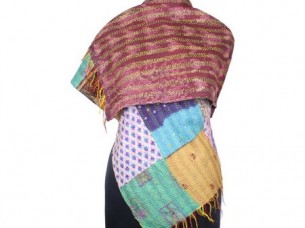 Vintage Silk Handmade Kantha Patch Work Scarf SC1423..