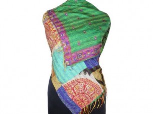 Vintage Silk Handmade Kantha Patch Work Scarf SC1440..