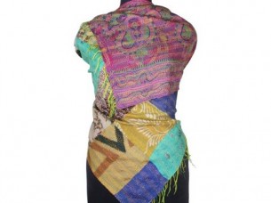 Vintage Silk Handmade Kantha Patch Work Scarf SC1456..