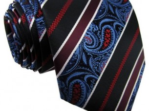 Extra Long Stripes Paisley Jacquard Men Tie..