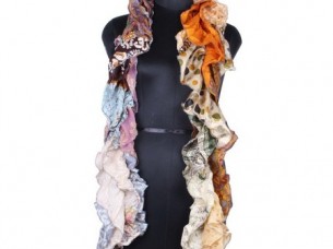 Vintage Style Silk Frill Scarves Trendy Design For Girls S..