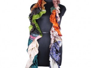 Vintage Style Silk Frill Scarves Trendy Design for Girls S..