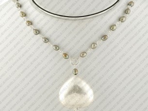 Contemporary Sterling Silver Beaded Necklace..