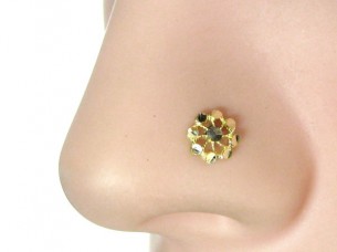 Charming Piercing Screw Nose stud 22g Solid Real 14k Yello..