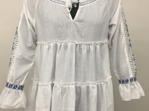 Cotton Short Resort Dress With Embroidery For Day Wear..