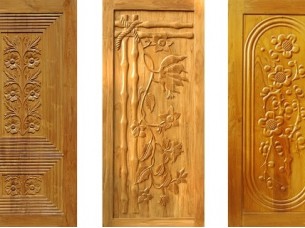 Engraved Teak Wooden Solid Doors