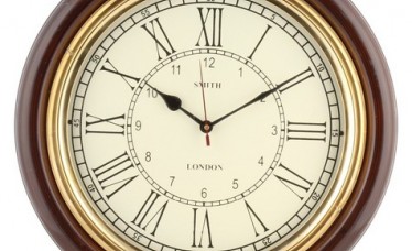 Artshai 10 inch antique look round Brass and wooden wall clock