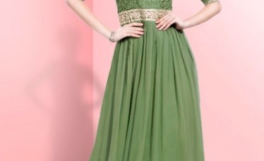 Green Coloured Women Georgette Fancy Maxi Dress