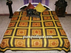 Gorgeous with Silk & Cotton threadwork and extensive Mirror work Shimmering Indian Bedding Bedspread
