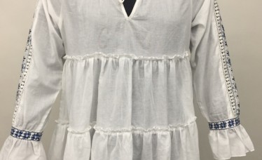 Cotton Short Resort Dress With Embroidery For Day Wear
