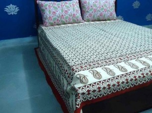 Bagru Print Hand Block Printed Vegetable Color Bedspread100% Cotton Bed spread