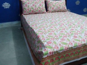 Lotus Lake Hand Block Printed Cotton Bedspread 100% Cotton Bed spread