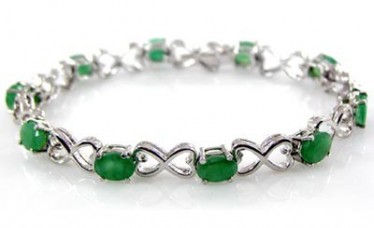 Genuine Emerald Rounds & .925 Sterling Silver Bracelet
