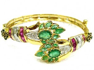 14k Gold Emerald Diamond Bracelets