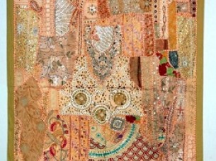 Handmade Indian vintage kantha patchwork curtain