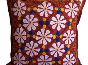 Indian Handmade Fine Embroidery Cushion Cover