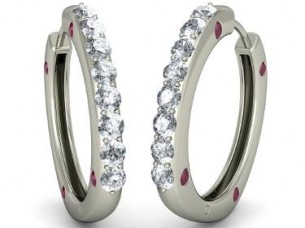 Natural Real Diamond Hoop Earring in 14Kt White Gold