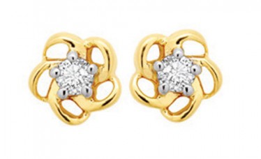 0.50Ct Natural Round Cut Diamond Earring in 14kt Yellow Gold
