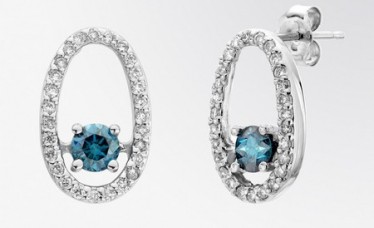 1.50 Ct Real Natural Blue Diamond Earring 14K White Gold