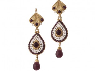 Purple Gold Plated Austrian Diamond Ethnic Earrings