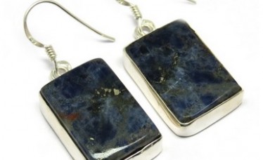 Bold handmade sterling silver gemstone natural Lapis Earring, made with finest natural Lapis hand set