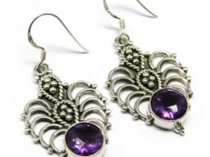 Romantic Beauty Twins Amethyst Silver Jewelry Earring