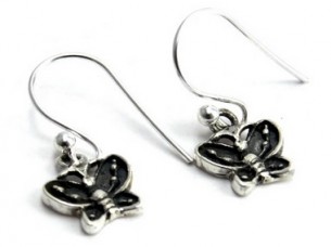 Classy Style Butterfly Design Oxidized Plain Silver 925 Sterling Silver Earring