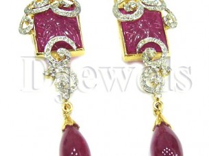 14k Ruby Diamond Earring