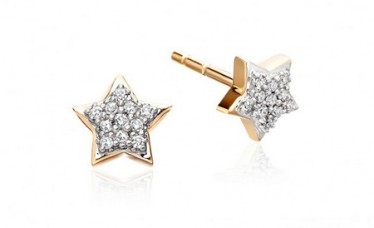 18k Gold Star Shaped Diamond Earrings
