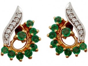 Diamond & Emerald 18k Gold Earring