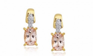Beautiful morganite gemstones 10k gold jewellery earring
