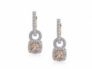 Light weight diamond pink morganite gemstones Drop earring 10k gold jewellery