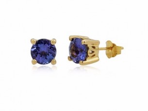 Latest Round tanzanite gemstone 10k gold stud earrings Jewelry
