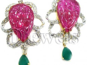 14k Ruby Emerald Gold Earring