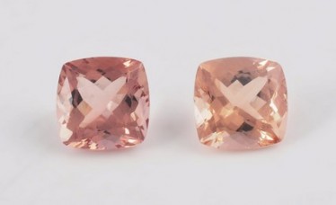 Cushion cut Pink morganite loose gemstone pair Exporter