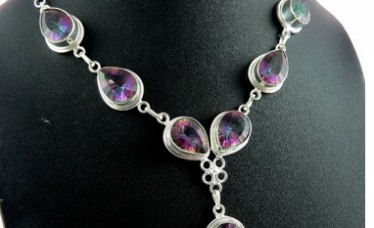 Awesome Color Changing !! Mystic Topaz 925 Sterling Silver Necklace