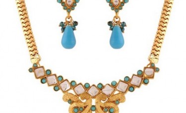Blue Gold Plated Austrian Diamond Necklace Set