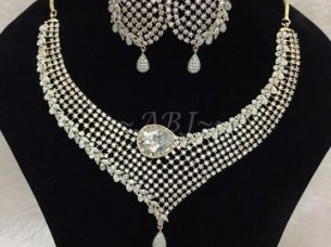 Semi Diamond Necklace Set with Earrings