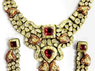 22k Kundan Polki Gold Necklace Set