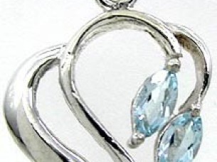 Genuine Blue Topaz Marquise & 925 Sterling Silver Pendant
