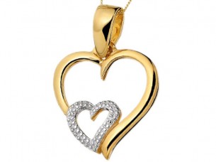 Heart Shape Diamond Pendant in 14 ct Gold Jewelry