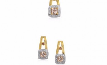 Elegant tourmaline diamond morganite 10k gold jeweller pendant set