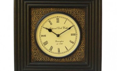 Wooden Square Wall Clock in Antique Look