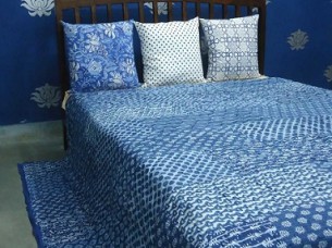 Queen Size Cotton Hand Block Printed Beautiful Quilt
