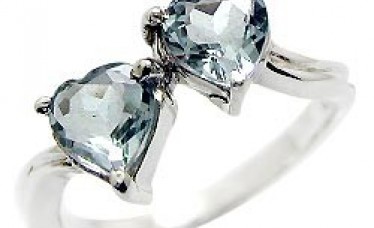 Genuine Blue Topaz Hearts 925 Sterling Silver Ring