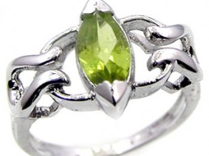 Genuine Peridot Marquise 925 Sterling Silver Ring