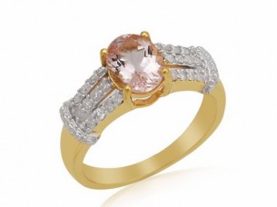 Fancy 10k gold diamond morganite ring jewelry